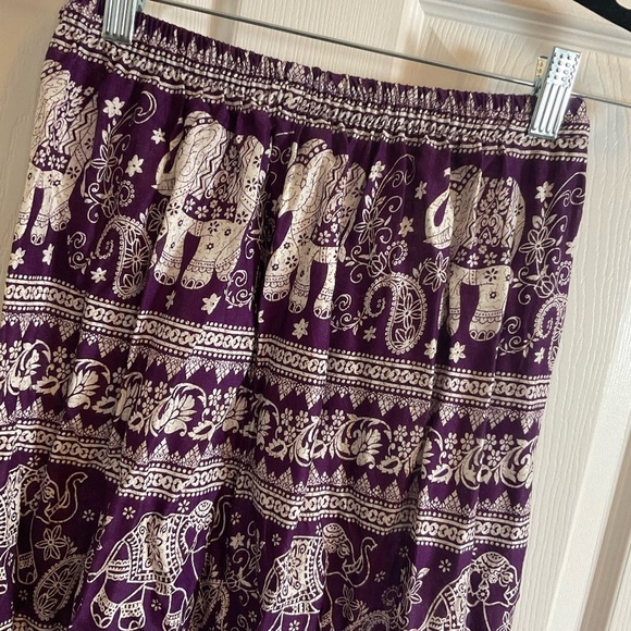 Elephant Print Purple Pants 100% rayon women - Picture 9 of 11